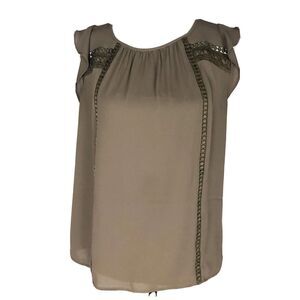 LOFT Ann Taylor Blouse‎ Women Size XS Nice Brown Top Short Ruffle Sleeve